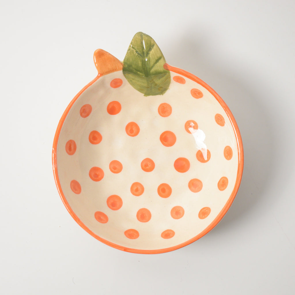 Adorable Handmade Bowl - Orange Polka