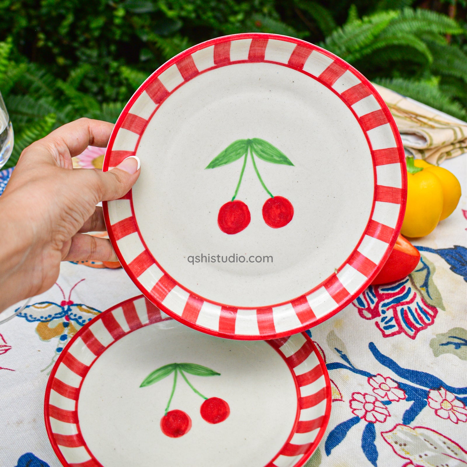 Cute Dessert Plate -  Red Cherry (7 inches)