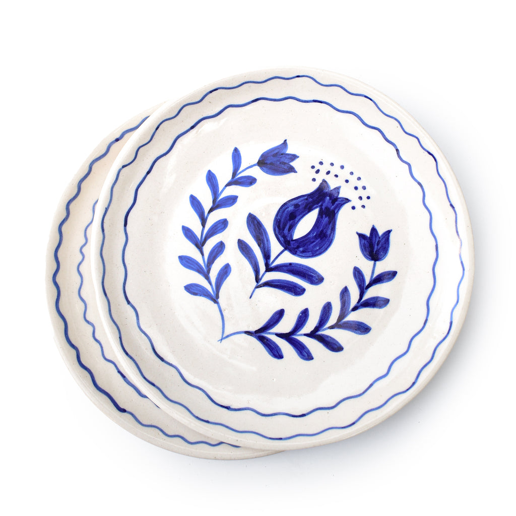 Cute Dessert Plate -  Anar Bloom (Blue)