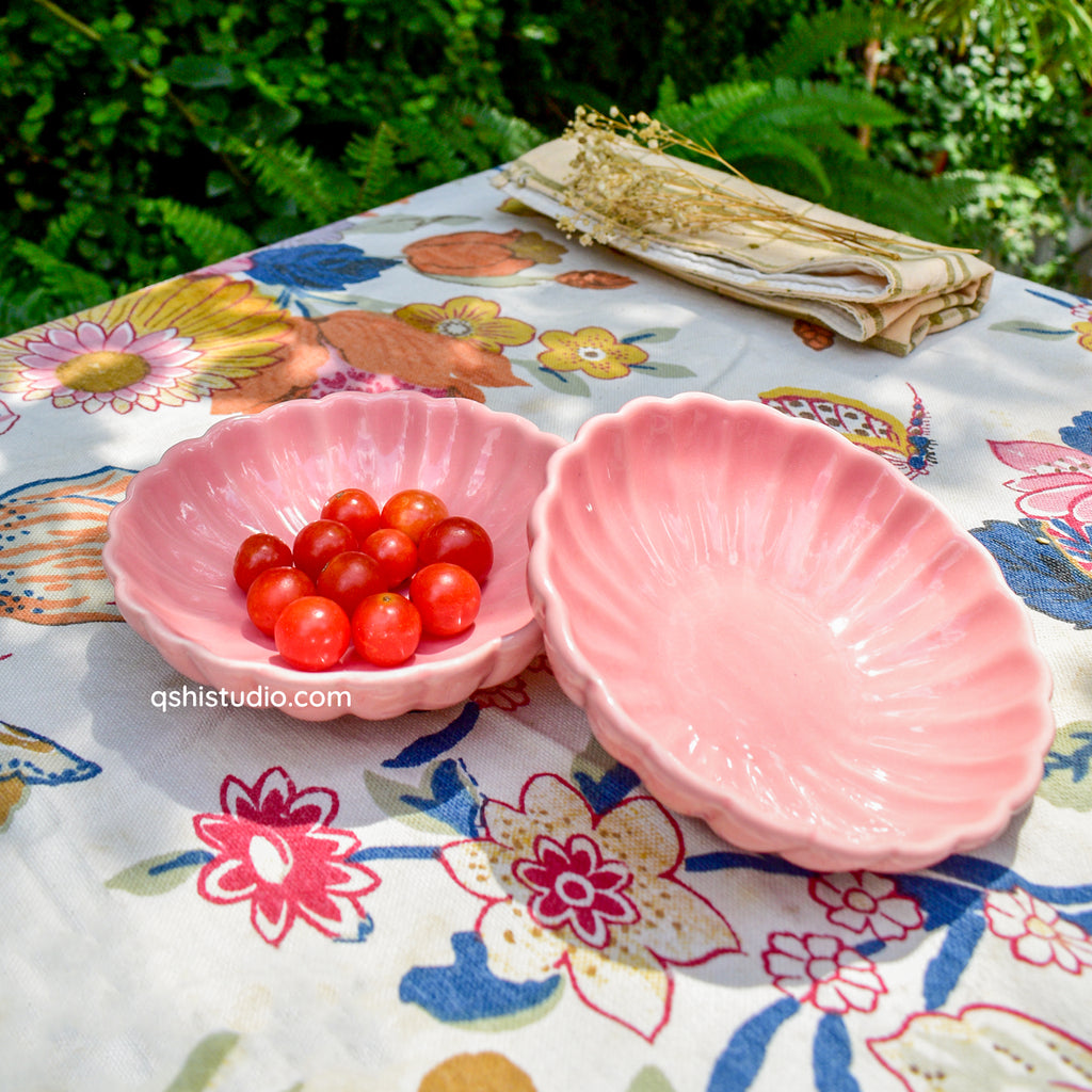 Ceramic Snack Bowl - Pink Scallop ( 1 pc )