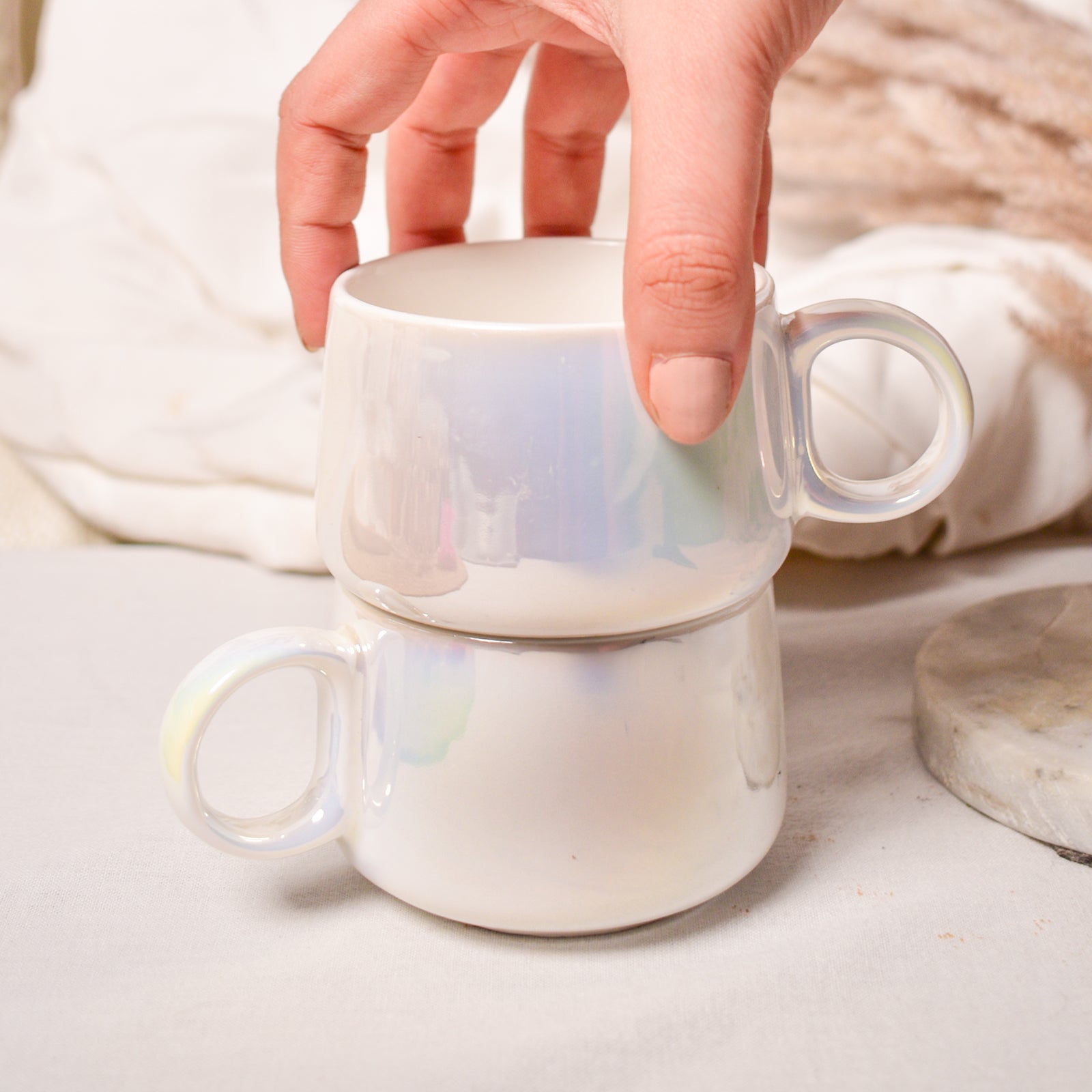 Coffee Cup Set  -  Iridescent Pearl (Set of 2)