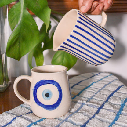 Ceramic Pitcher Jug - Blue Stripe