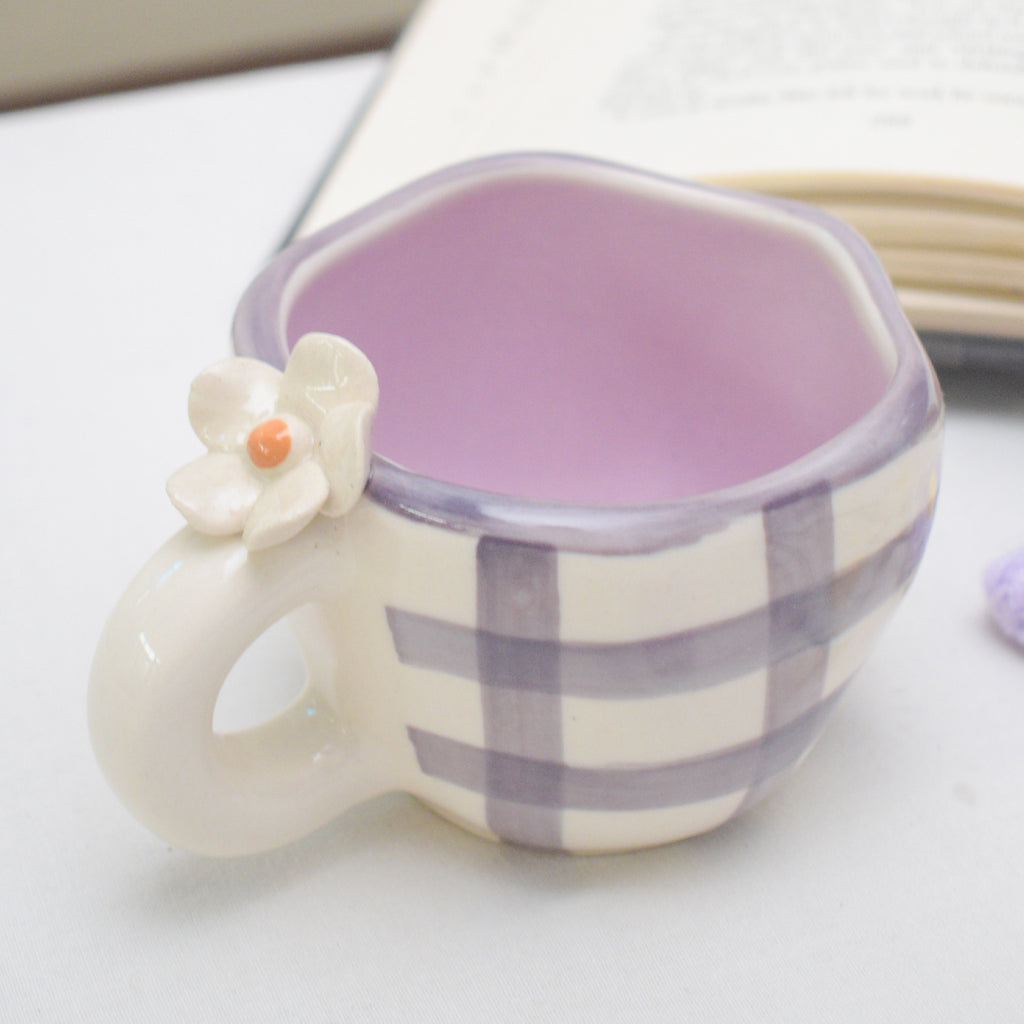 Handmade Ceramic Cups - Daisy Purple