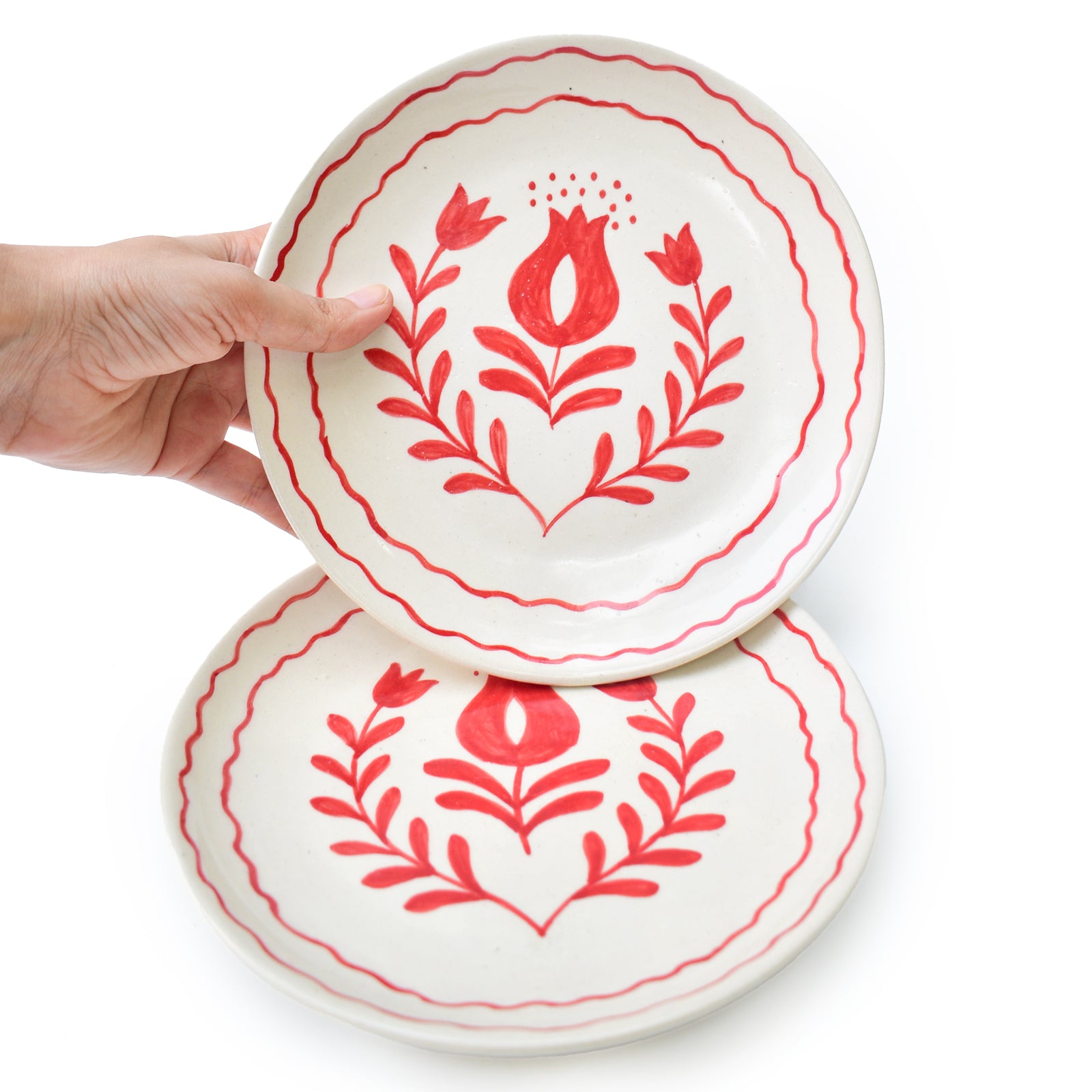 Cute Dessert Plate -  Anar Bloom (Red)