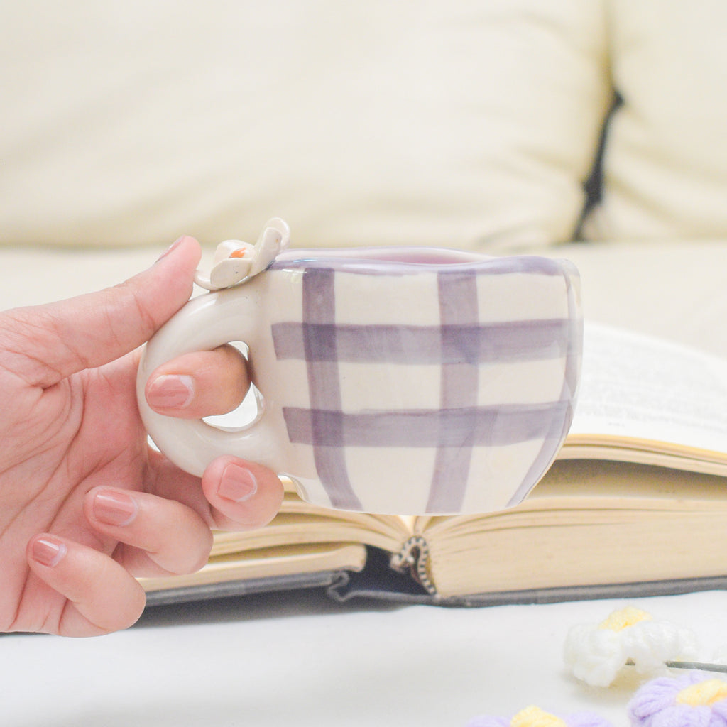 Handmade Ceramic Cups - Daisy Purple
