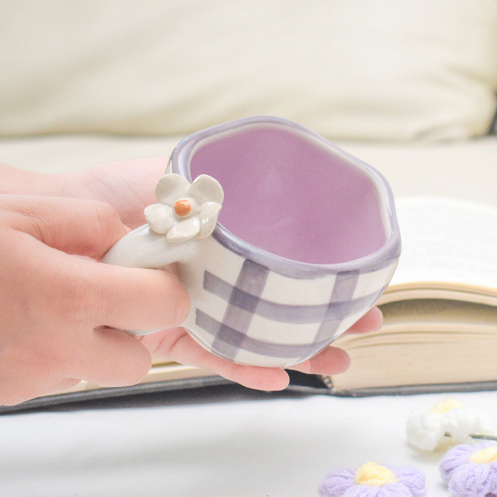 Handmade Ceramic Cups - Daisy Purple