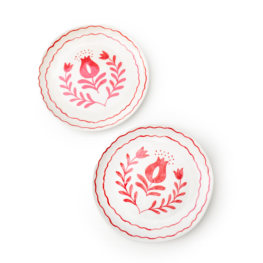 Cute Dessert Plate -  Anar Bloom (Red)