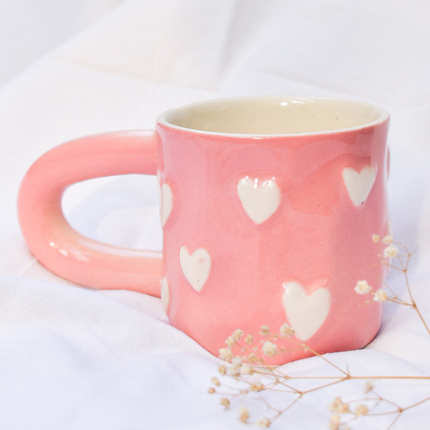 Romantic Ceramic Mug - Pink Cupid Heart