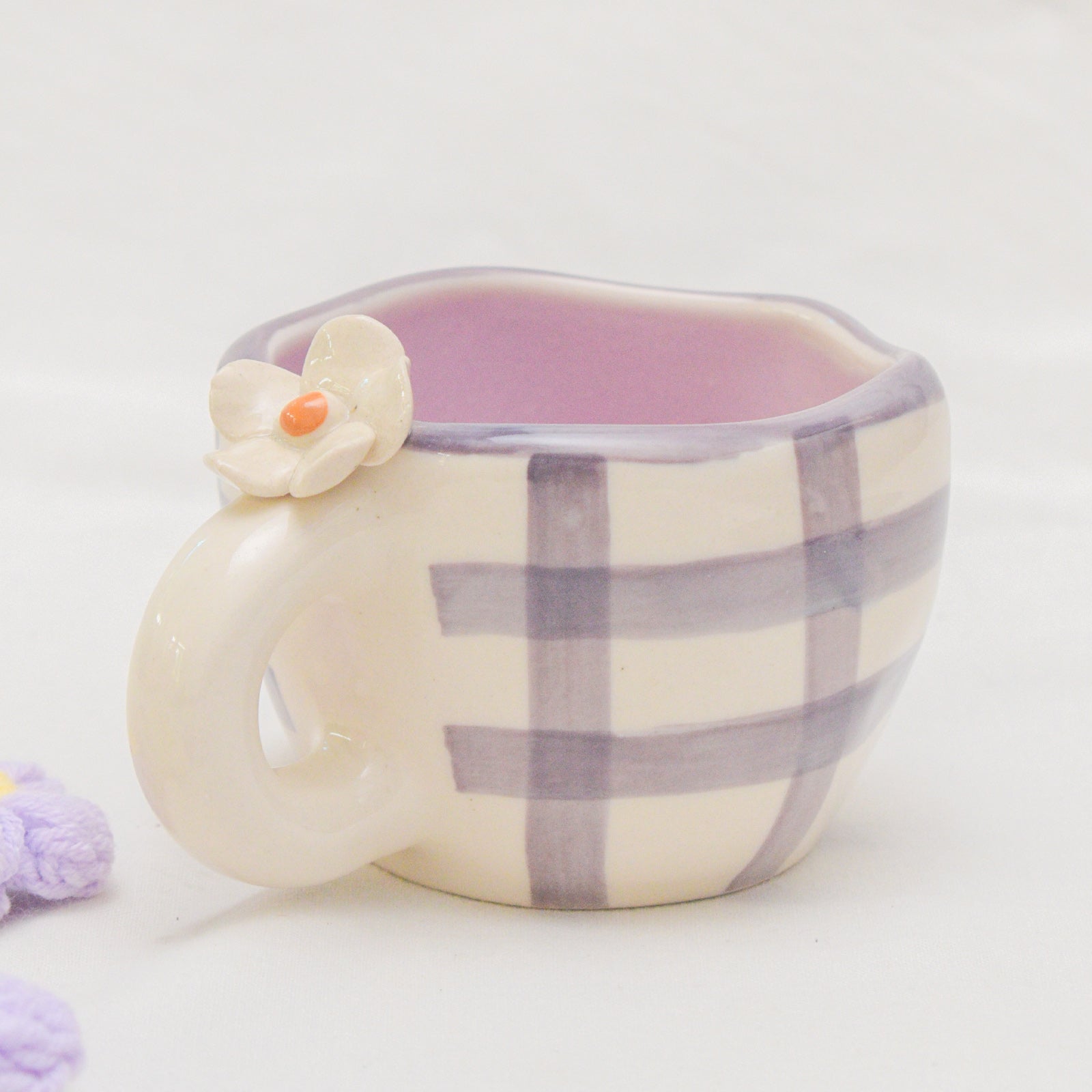 Handmade Ceramic Cups - Daisy Purple