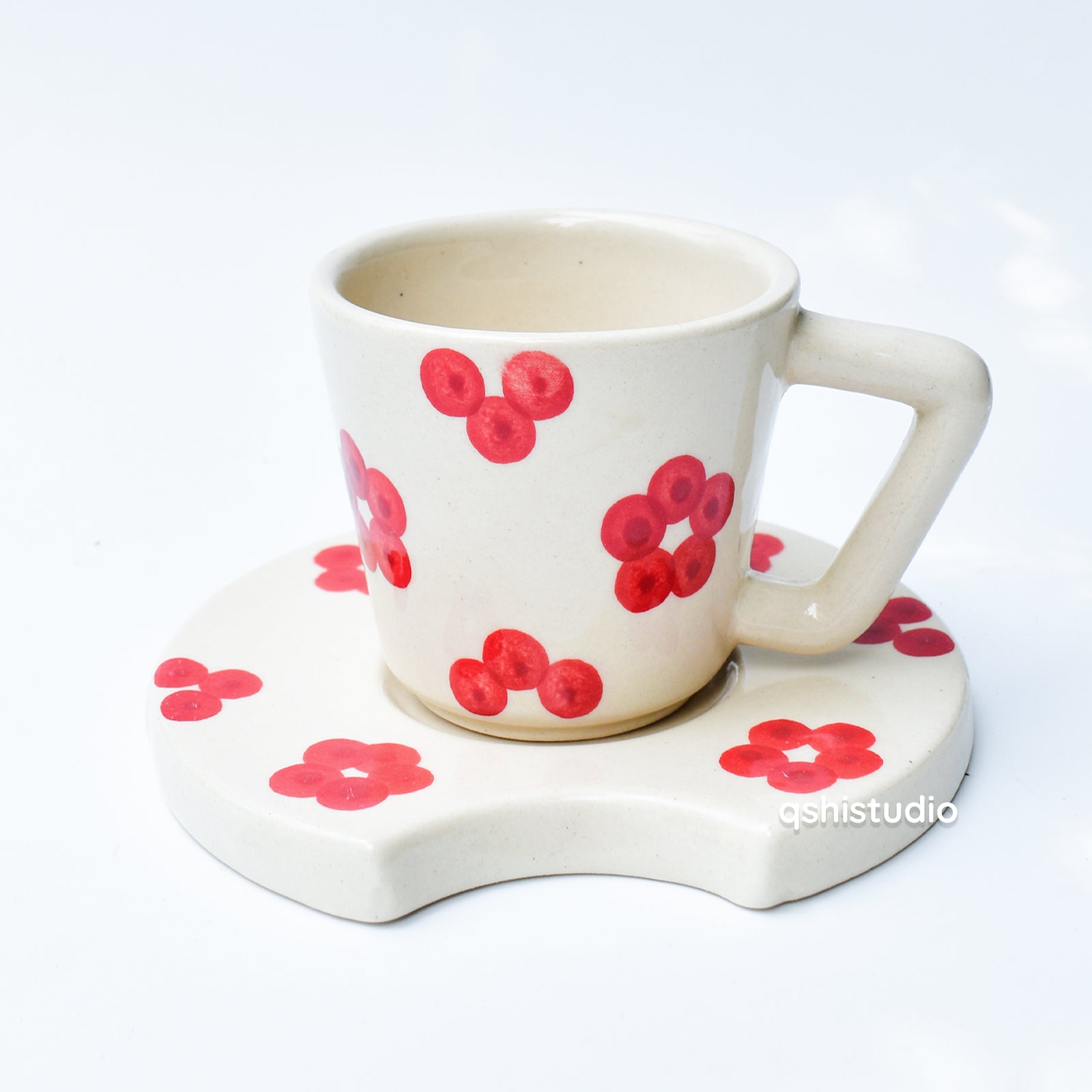 Tea Cup & Small Coaster Set - Dotted Bloom