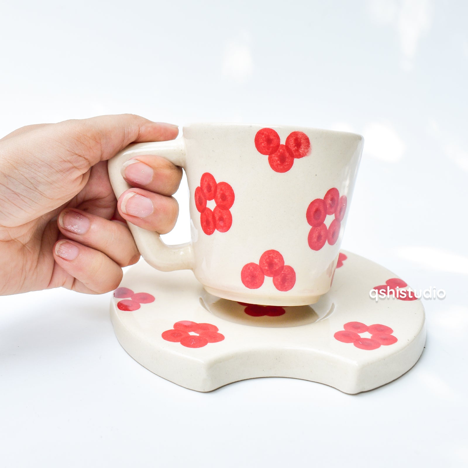 Tea Cup & Small Coaster Set - Dotted Bloom