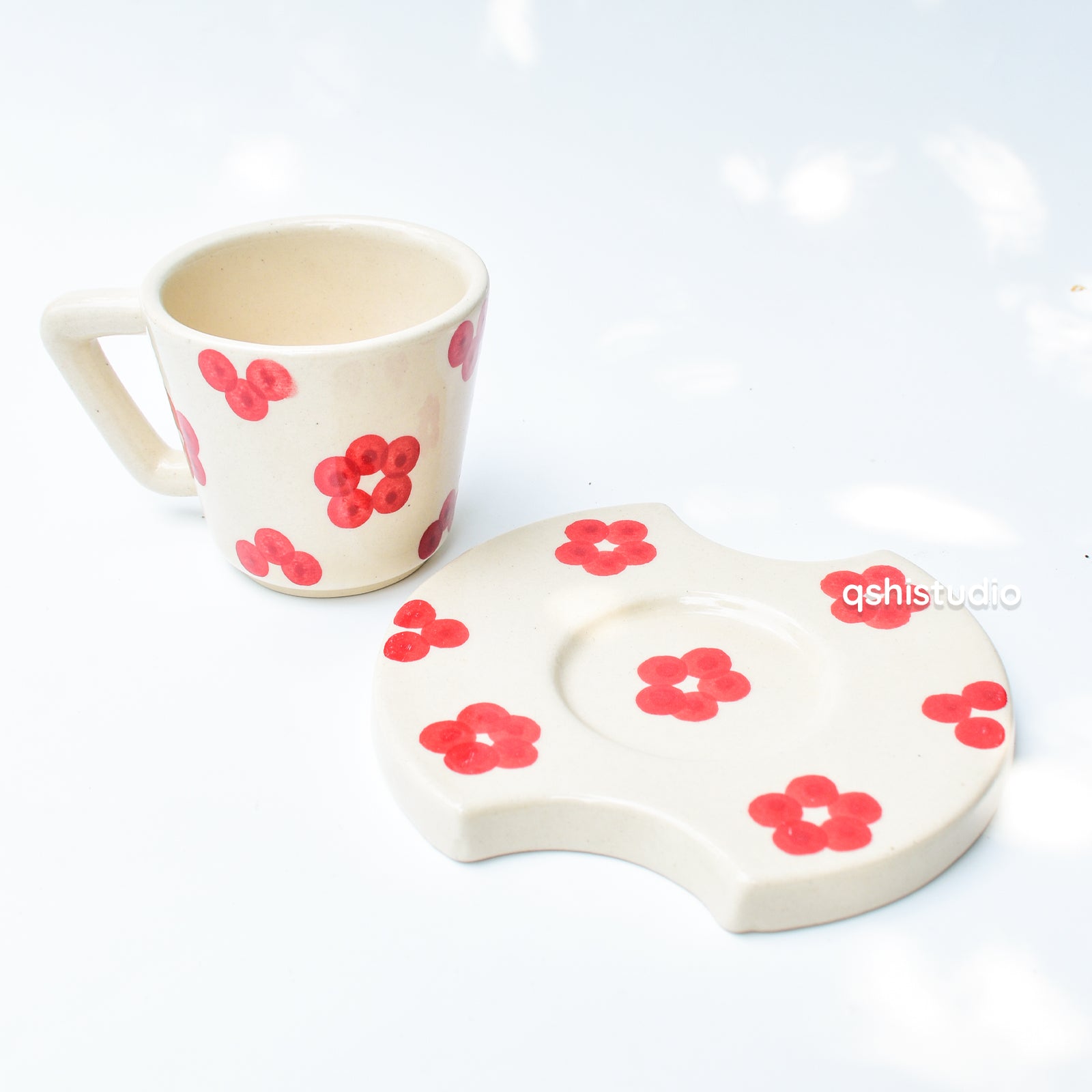 Tea Cup & Small Coaster Set - Dotted Bloom