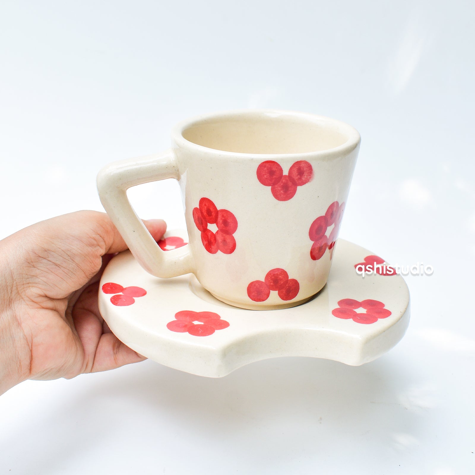Tea Cup & Small Coaster Set - Dotted Bloom