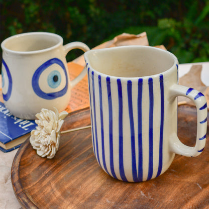 Ceramic Pitcher Jug - Blue Stripe