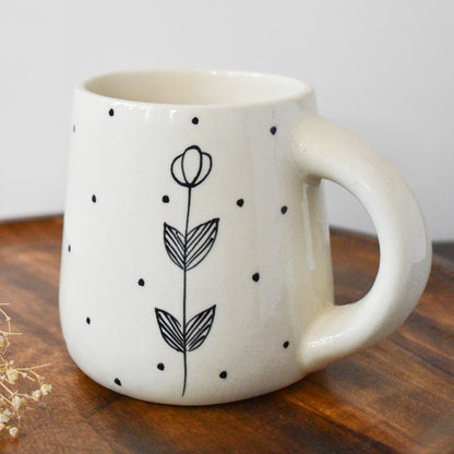 Handmade Ceramic Mug - Black Petal