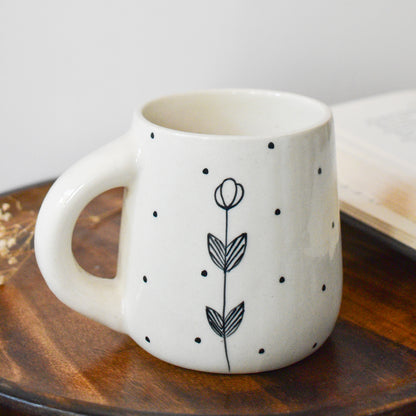 Handmade Ceramic Mug - Black Petal