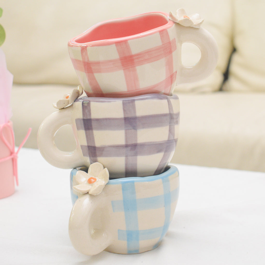 Handmade Ceramic Cups - Daisy Purple