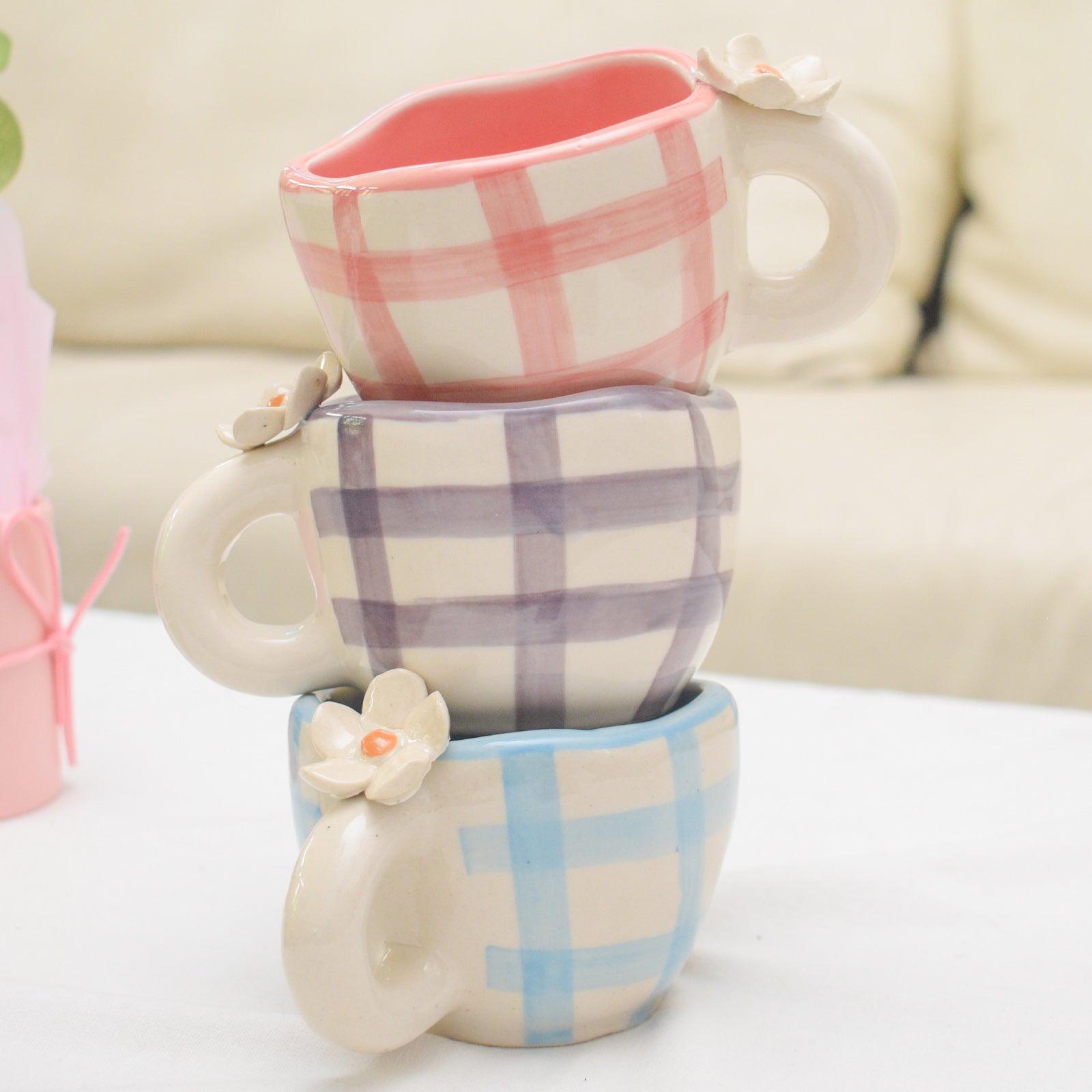 Handmade Ceramic Cups - Daisy Purple