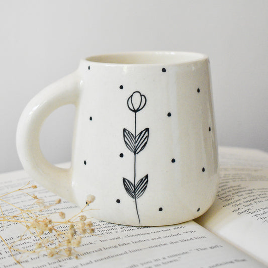 Handmade Ceramic Mug - Black Petal