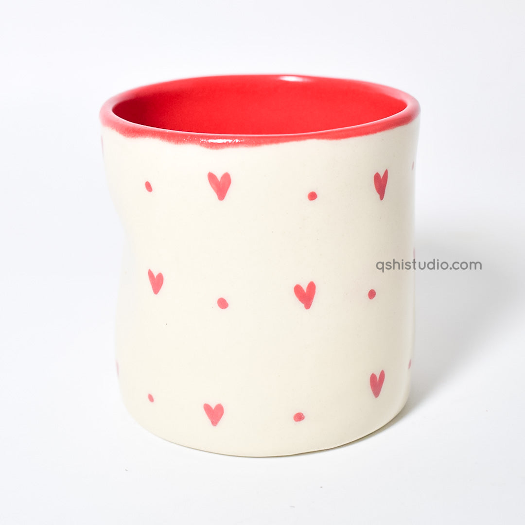 Ceramic Tea Cup Pinch Tumbler - Small Hearts