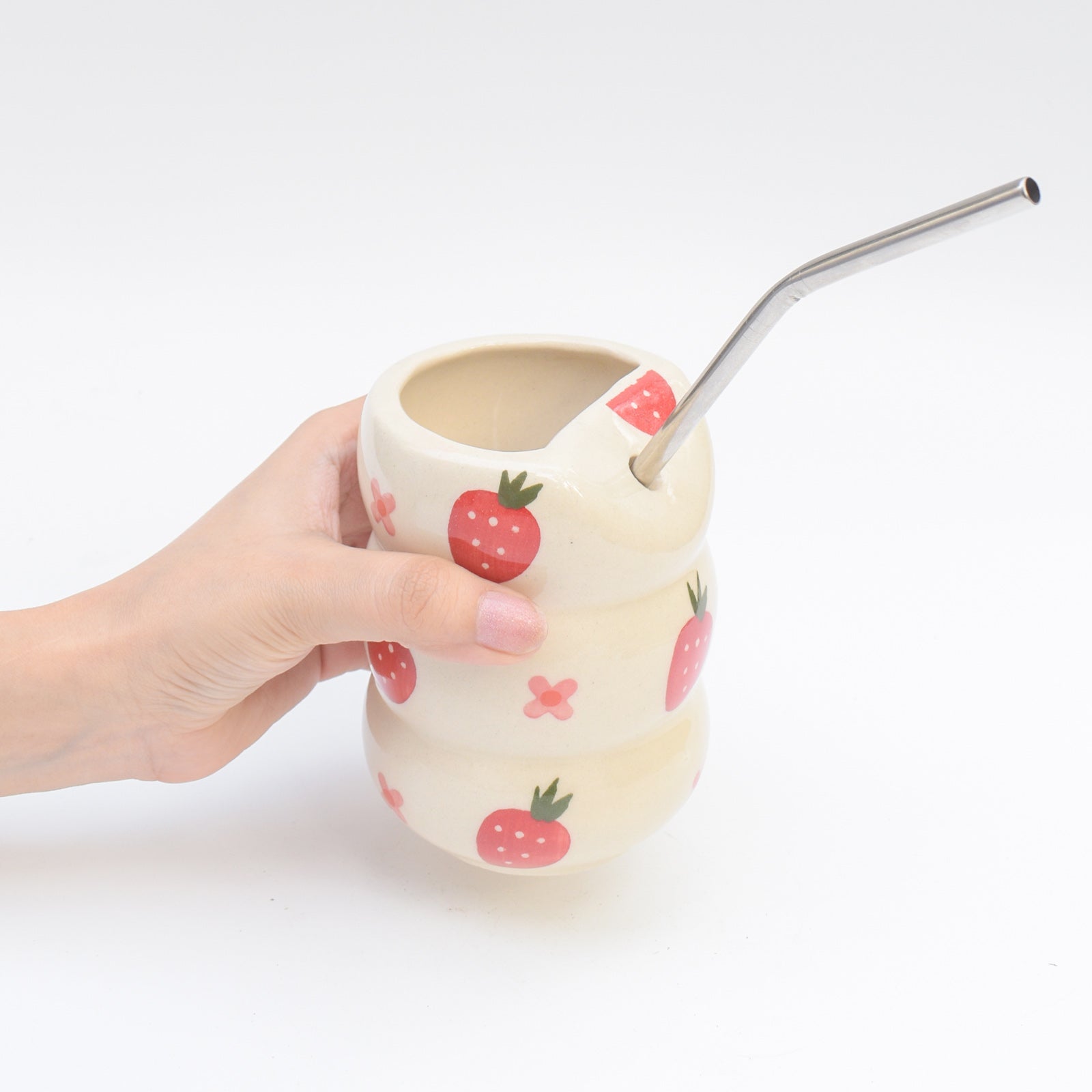 Ceramic Sip Tumbler - Strawberry flower