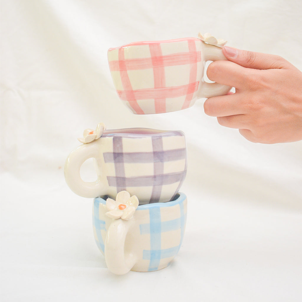 Handmade Ceramic Cups - Daisy Purple
