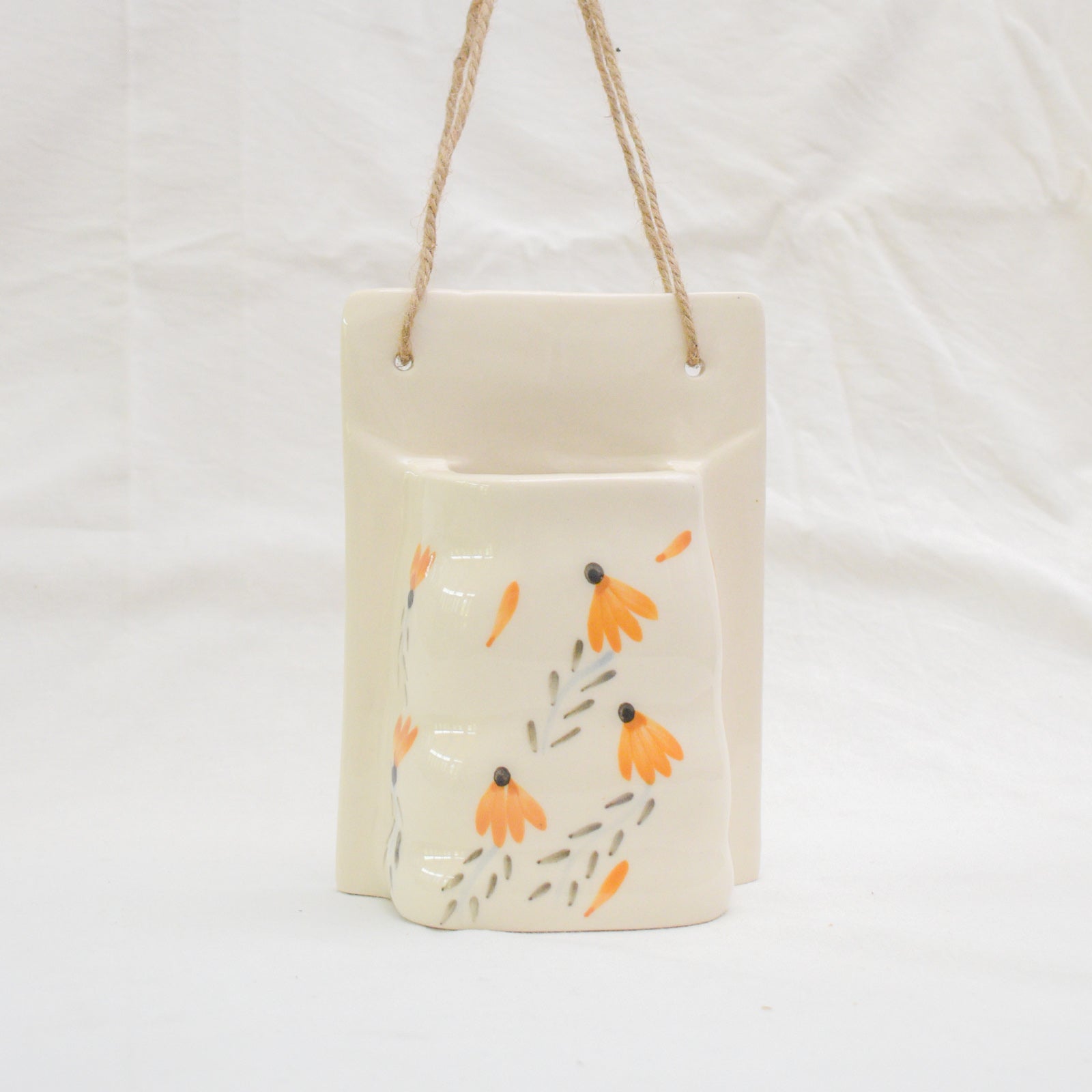 Ceramic Wall Planter - Yellow Flower