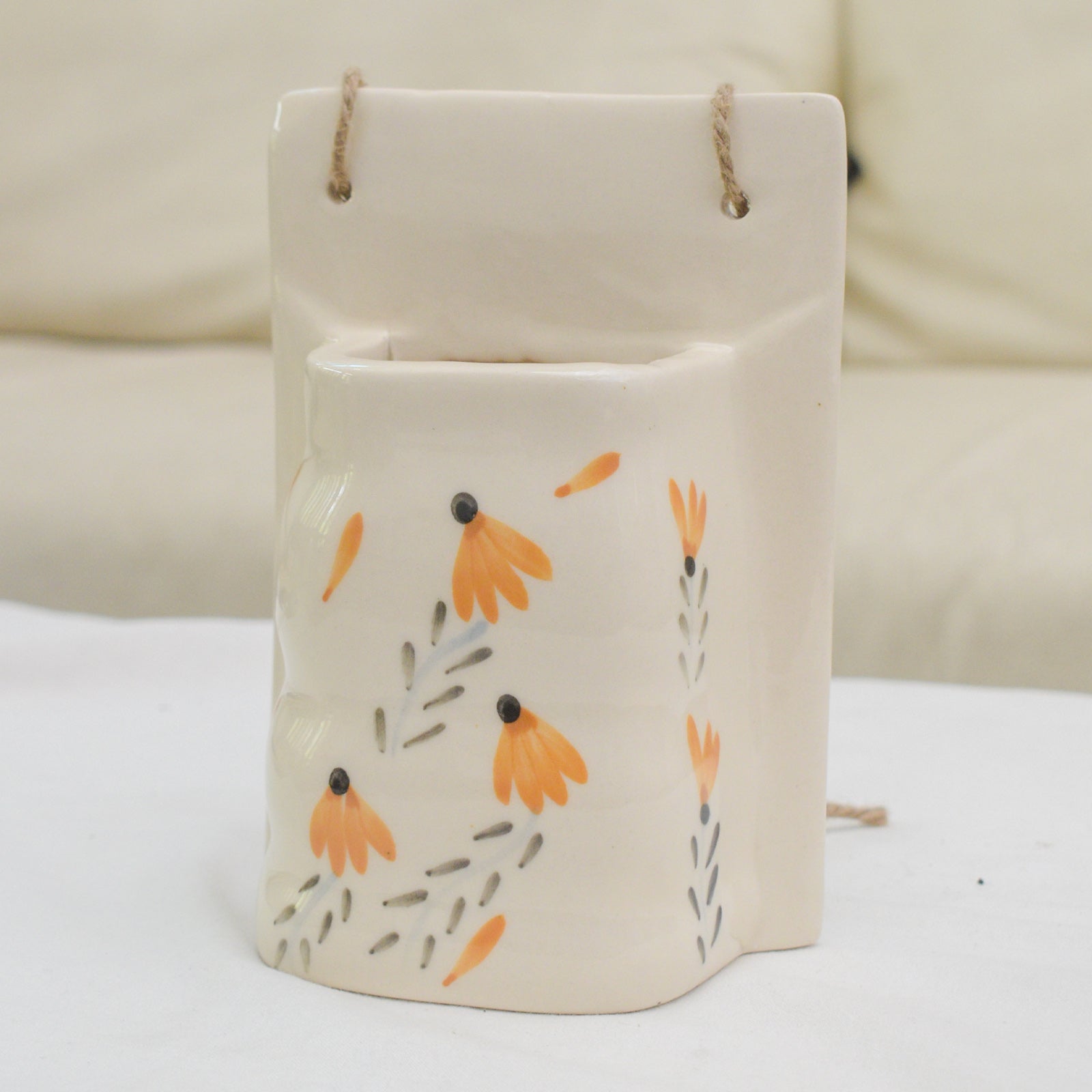 Ceramic Wall Planter - Yellow Flower