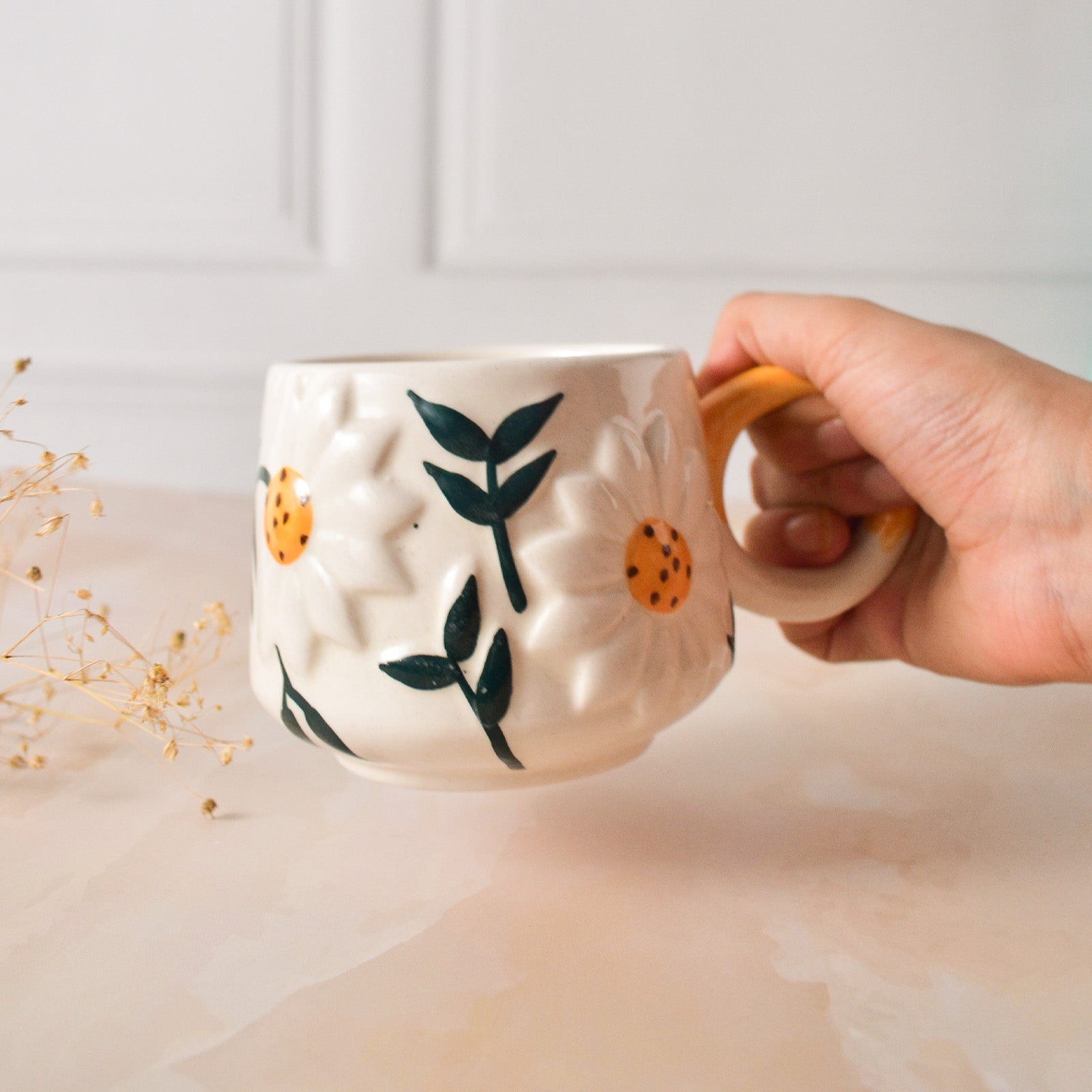 sunflower ceramic coffee mug