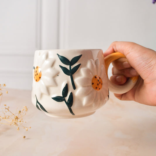 sunflower ceramic coffee mug