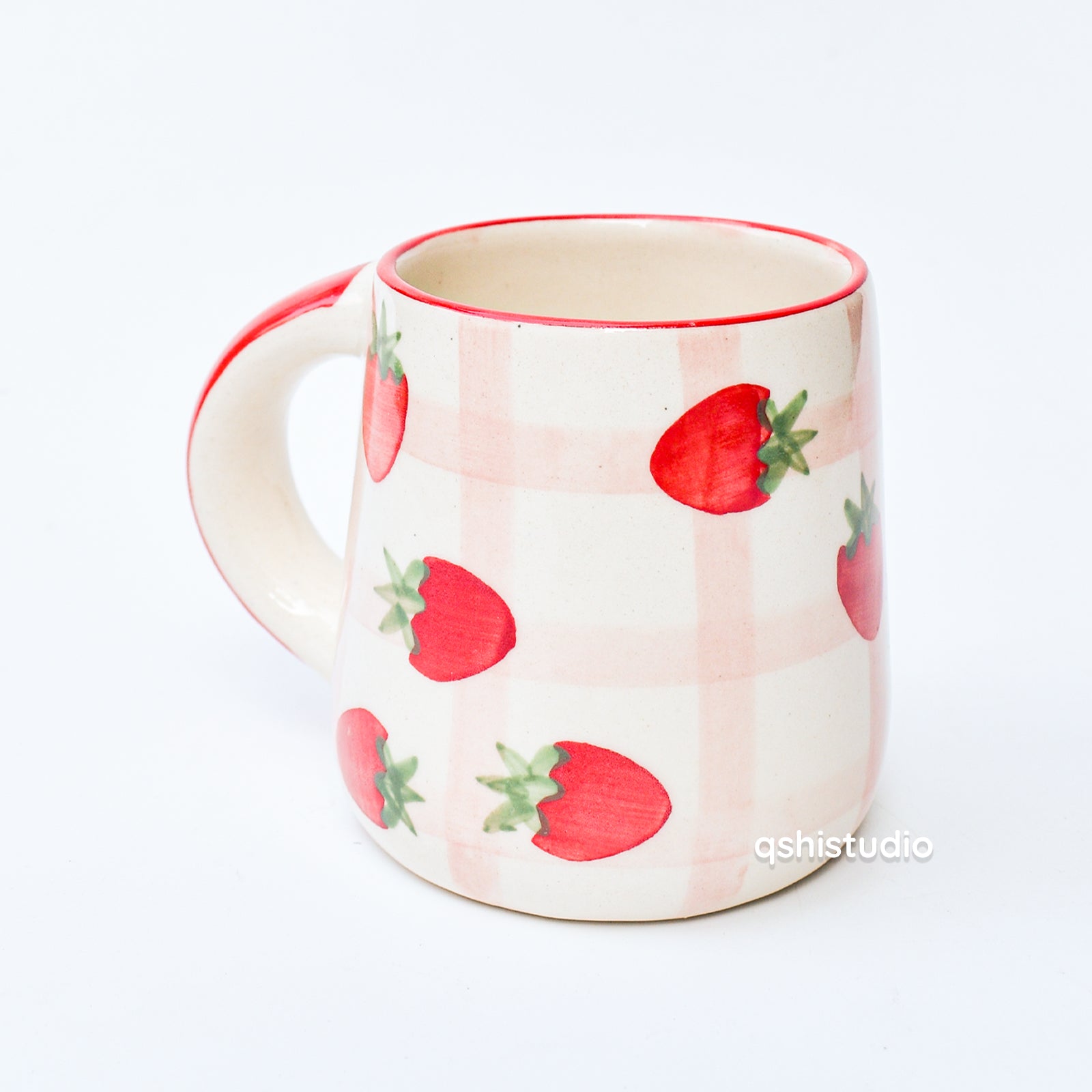 Ceramic Handmade Mug - Checked Strawberry