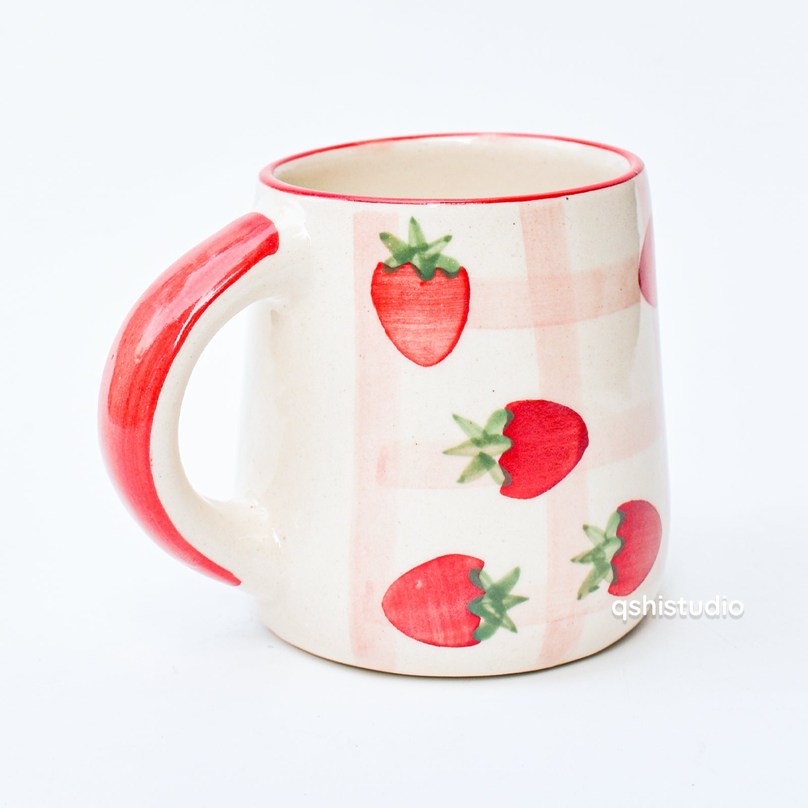 Ceramic Handmade Mug - Checked Strawberry