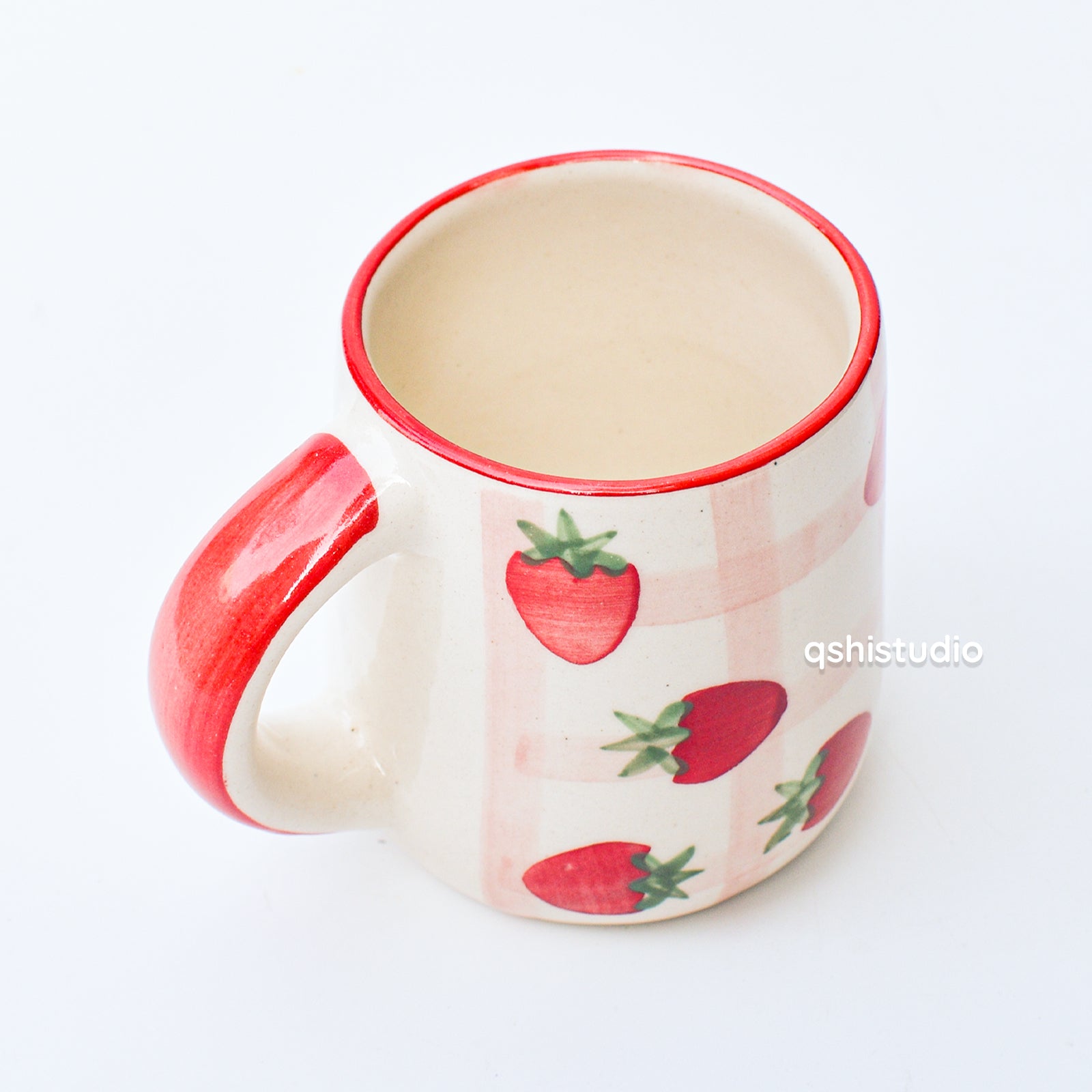 Ceramic Handmade Mug - Checked Strawberry