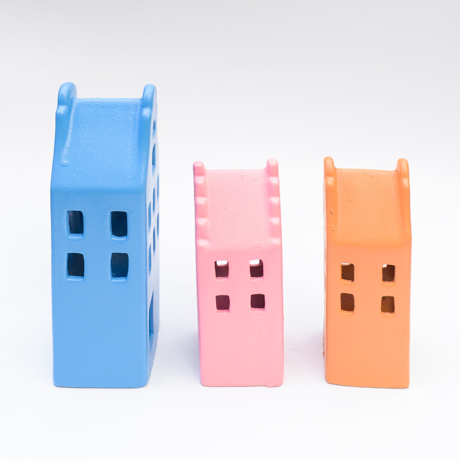 Ceramic Tealight holder  - Colorful houses ( Set of 3)