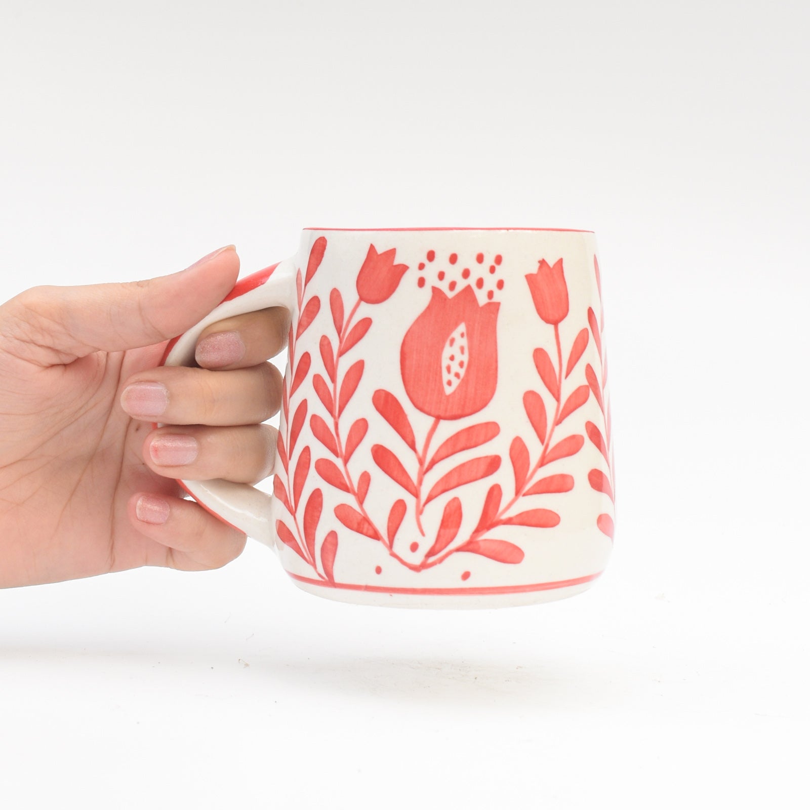 Red Anar Mug, Blossom Stand & Diya Gift Set