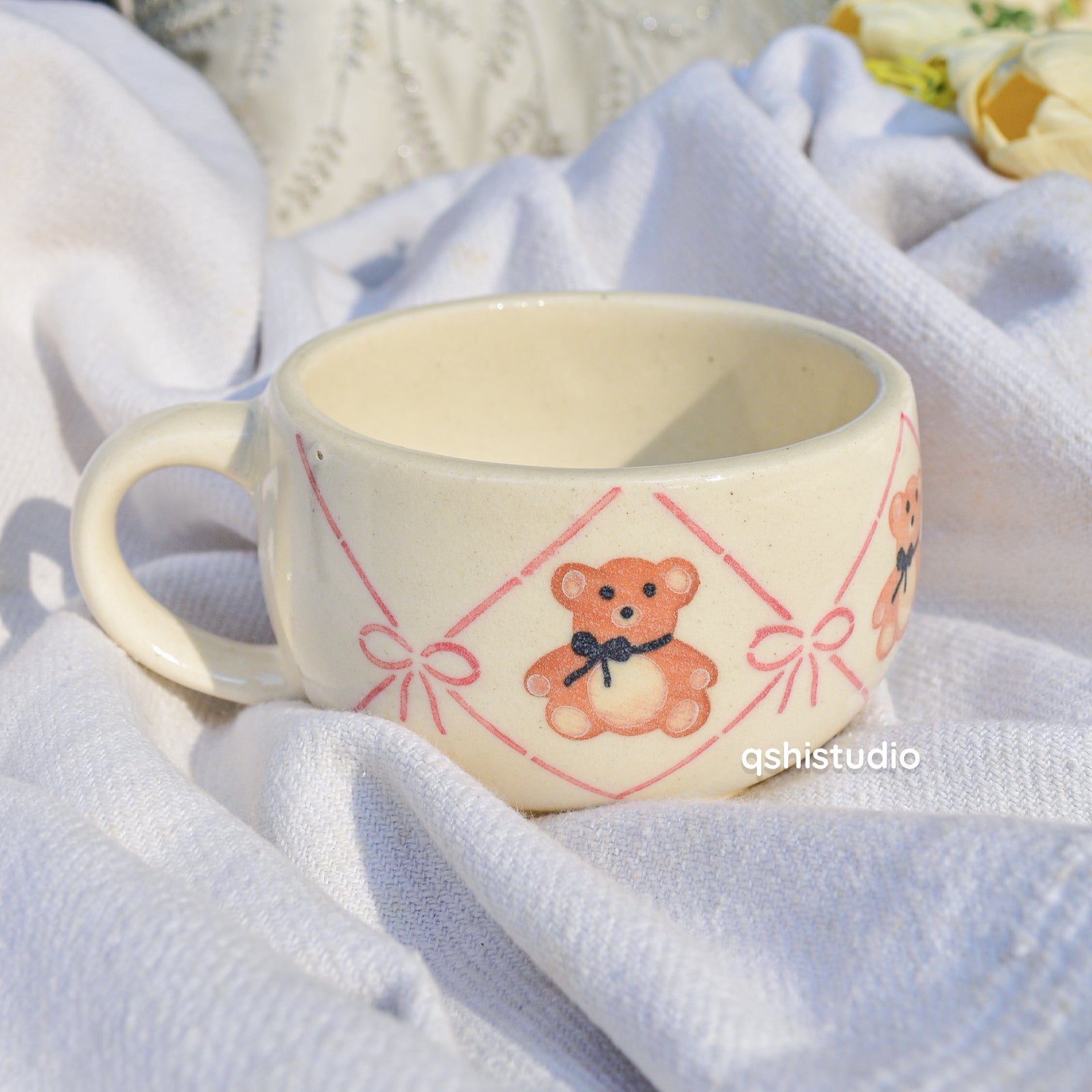 Cute Ceramic Mug - Teddy Bow