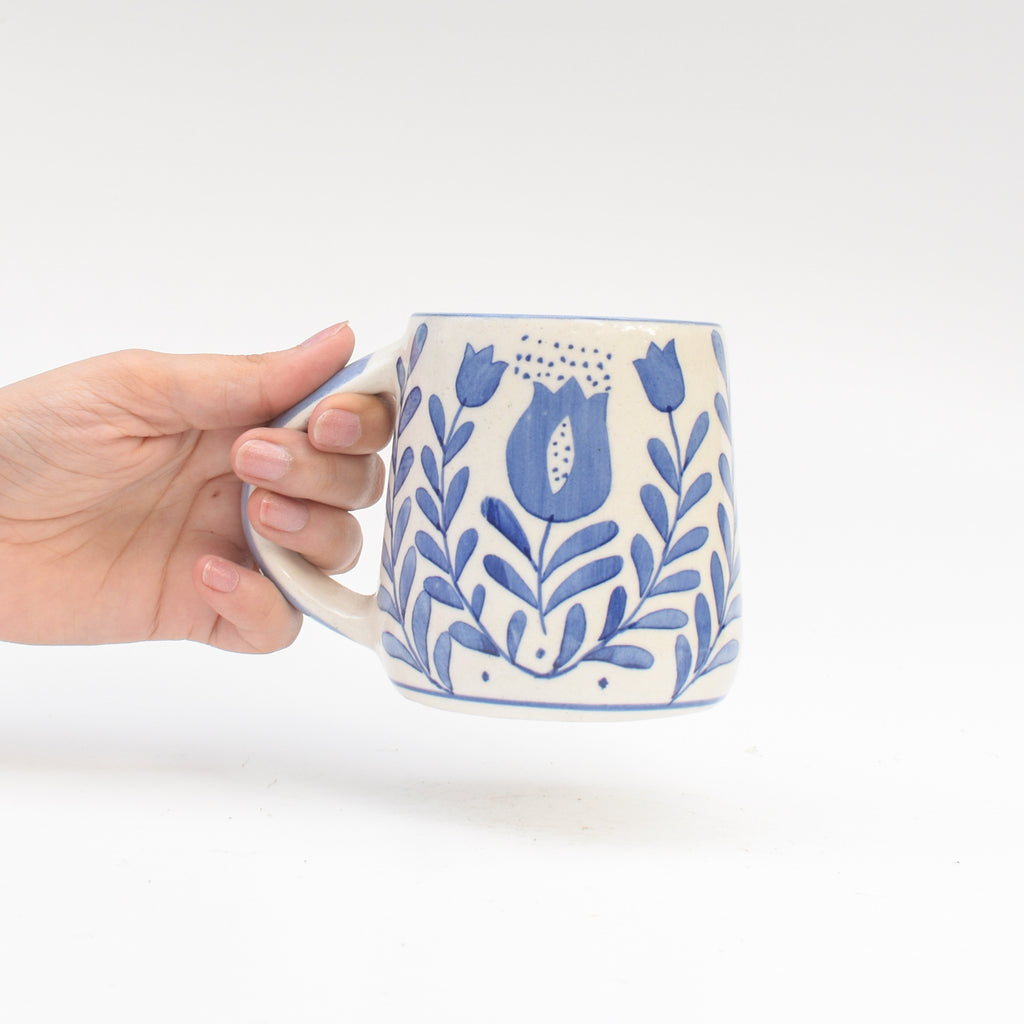 Blue Anar Mug, Blossom Stand & Diya Gift Set