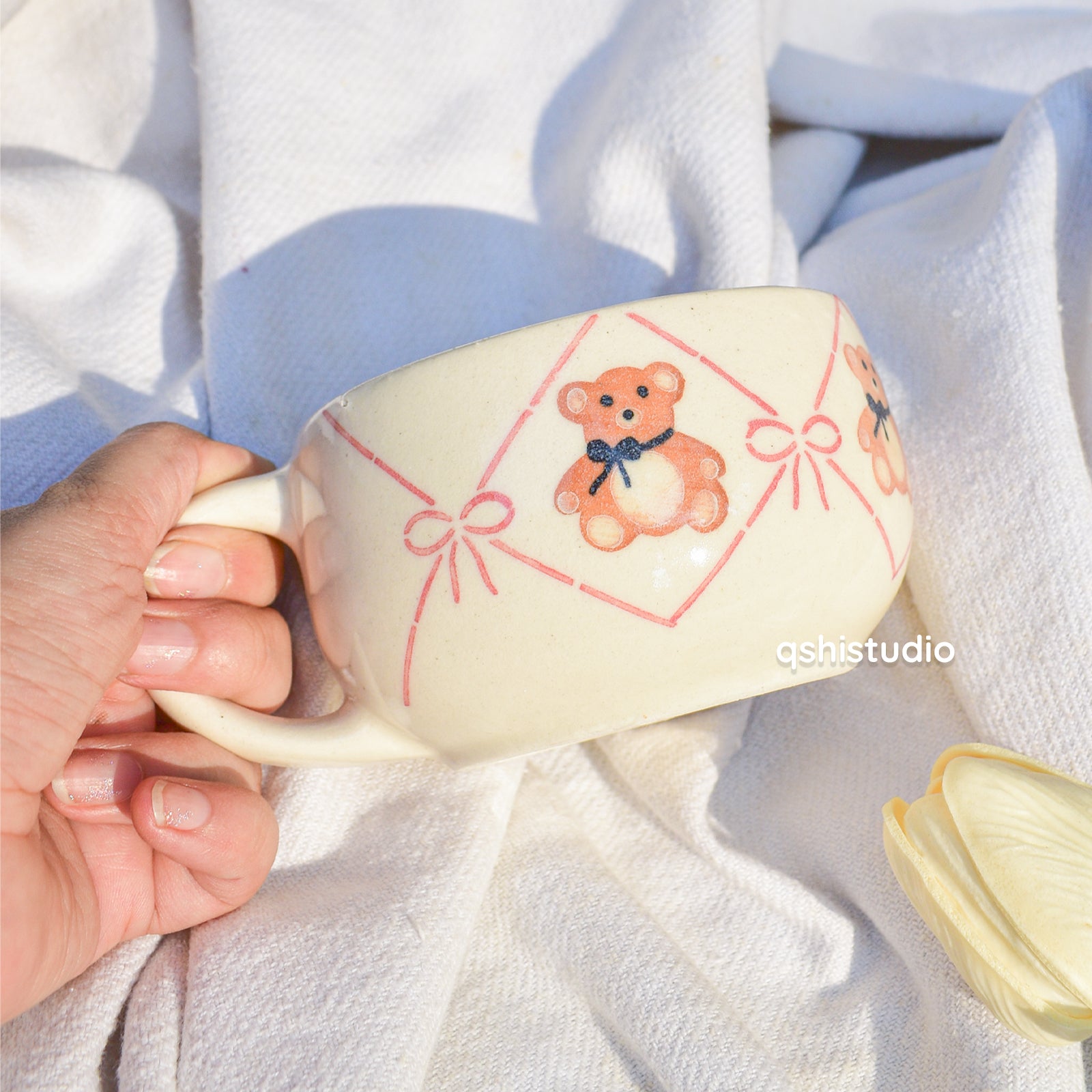 Cute Ceramic Mug - Teddy Bow