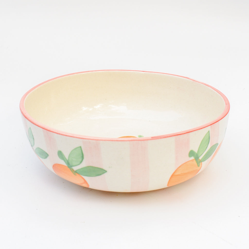 Serving Bowl - Pink Orange Stripe (8 inches)