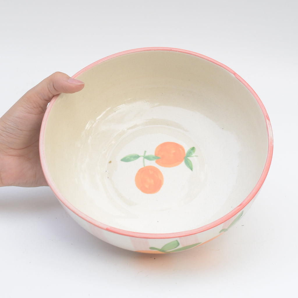 Serving Bowl - Pink Orange Stripe (8 inches)