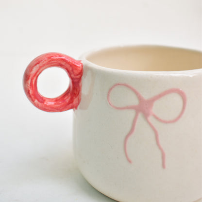 Ceramic Handmade Coffee Mug - Blush Bow