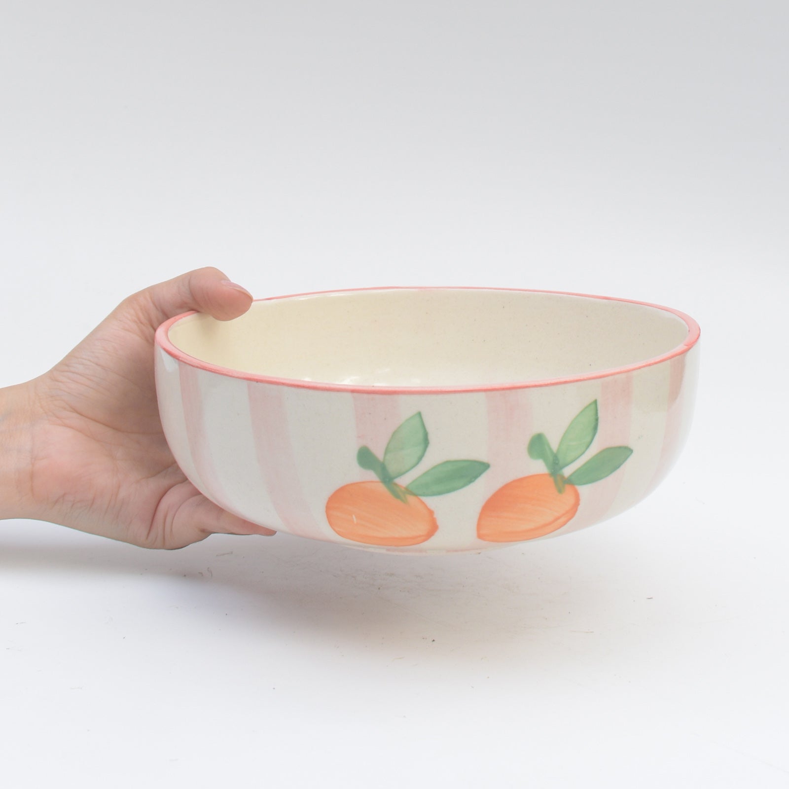 Serving Bowl - Pink Orange Stripe (8inches)