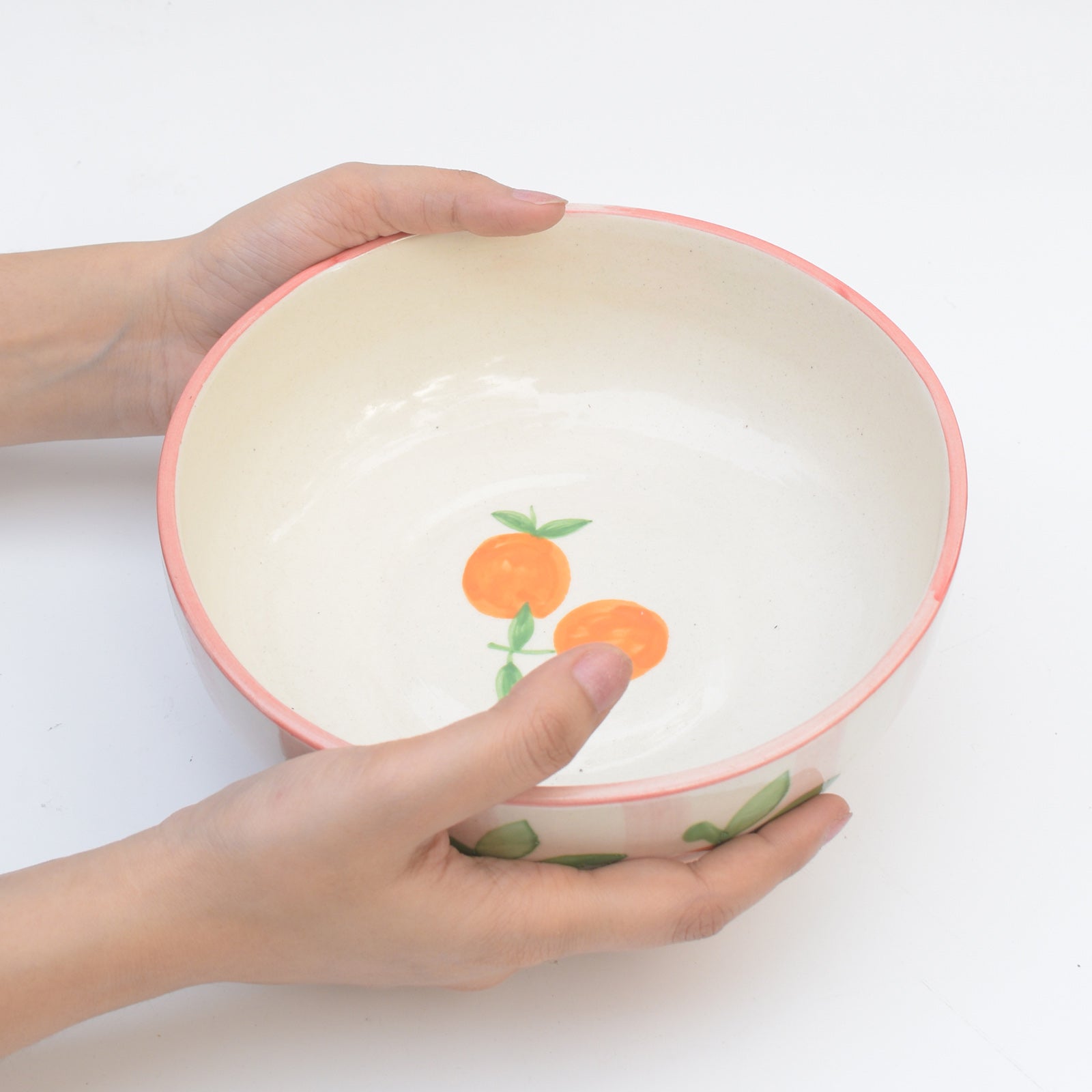 Serving Bowl - Pink Orange Stripe (8inches)