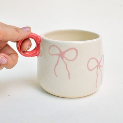 Ceramic Handmade Coffee Mug - Blush Bow