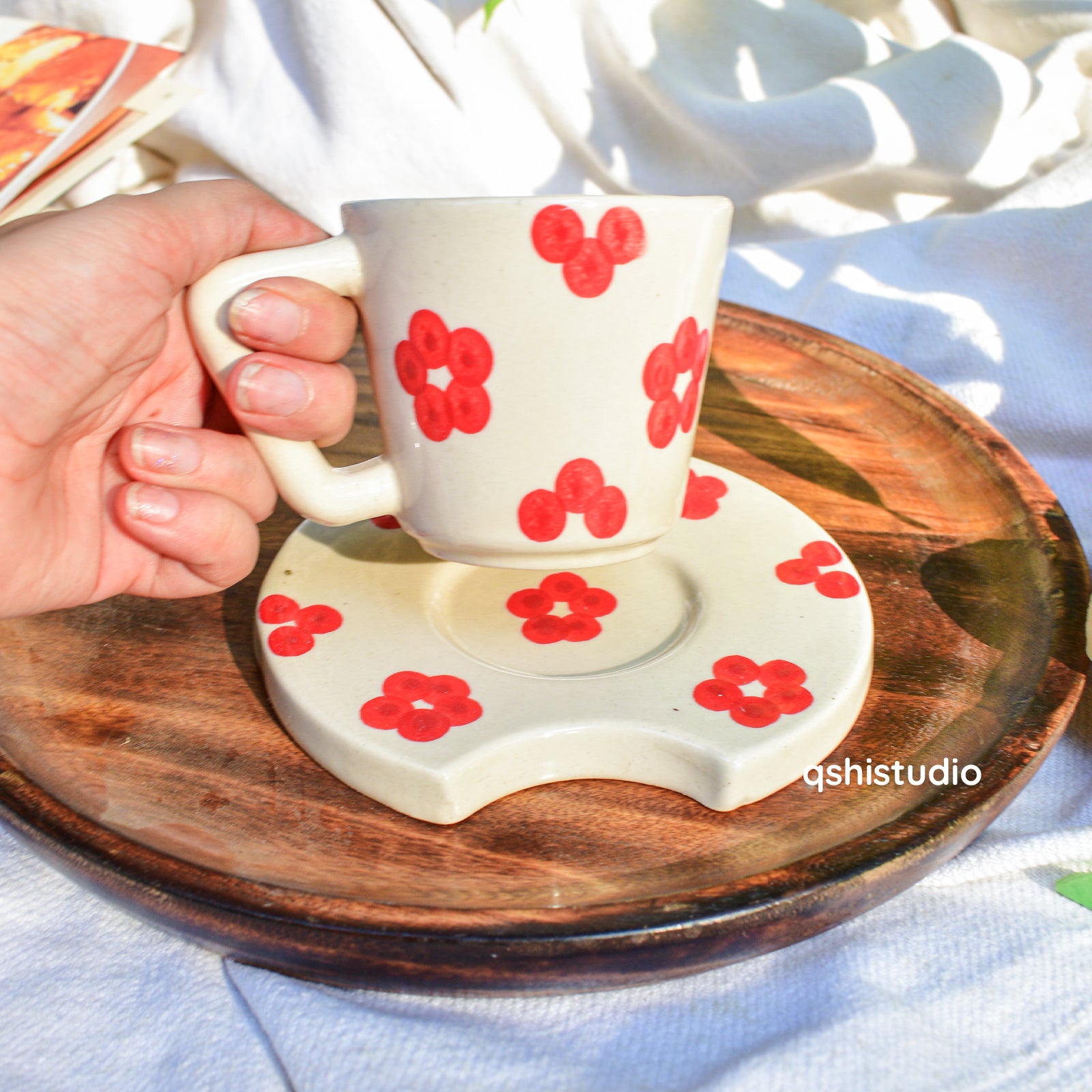 Tea Cup & Small Coaster Set - Dotted Bloom