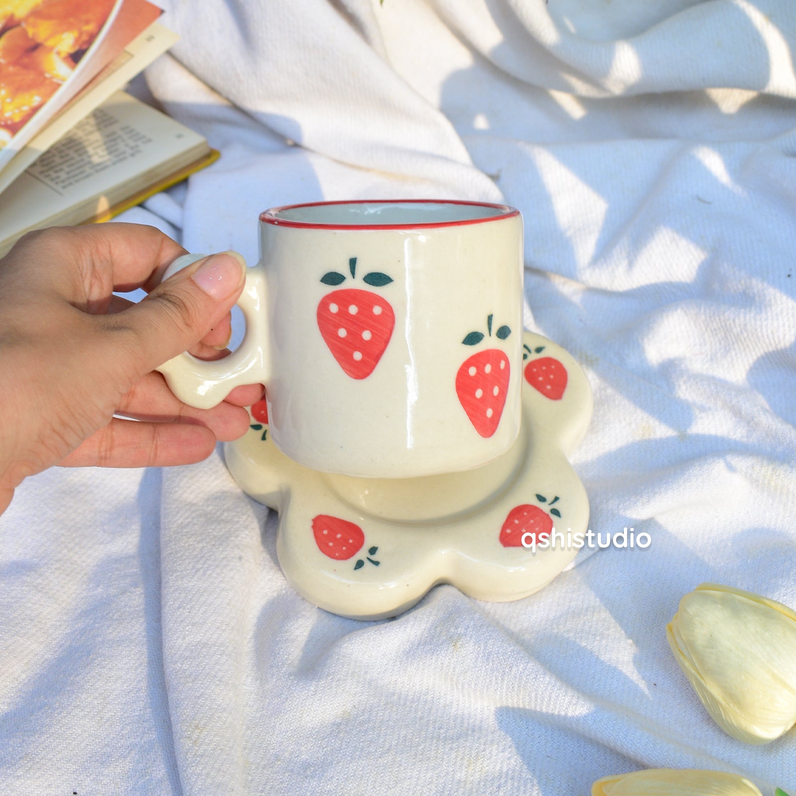 Coffee Cup & Small Matching Coaster Set - Berry Kisses
