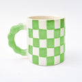 Ceramic Coffee mug - Checked ( Green )