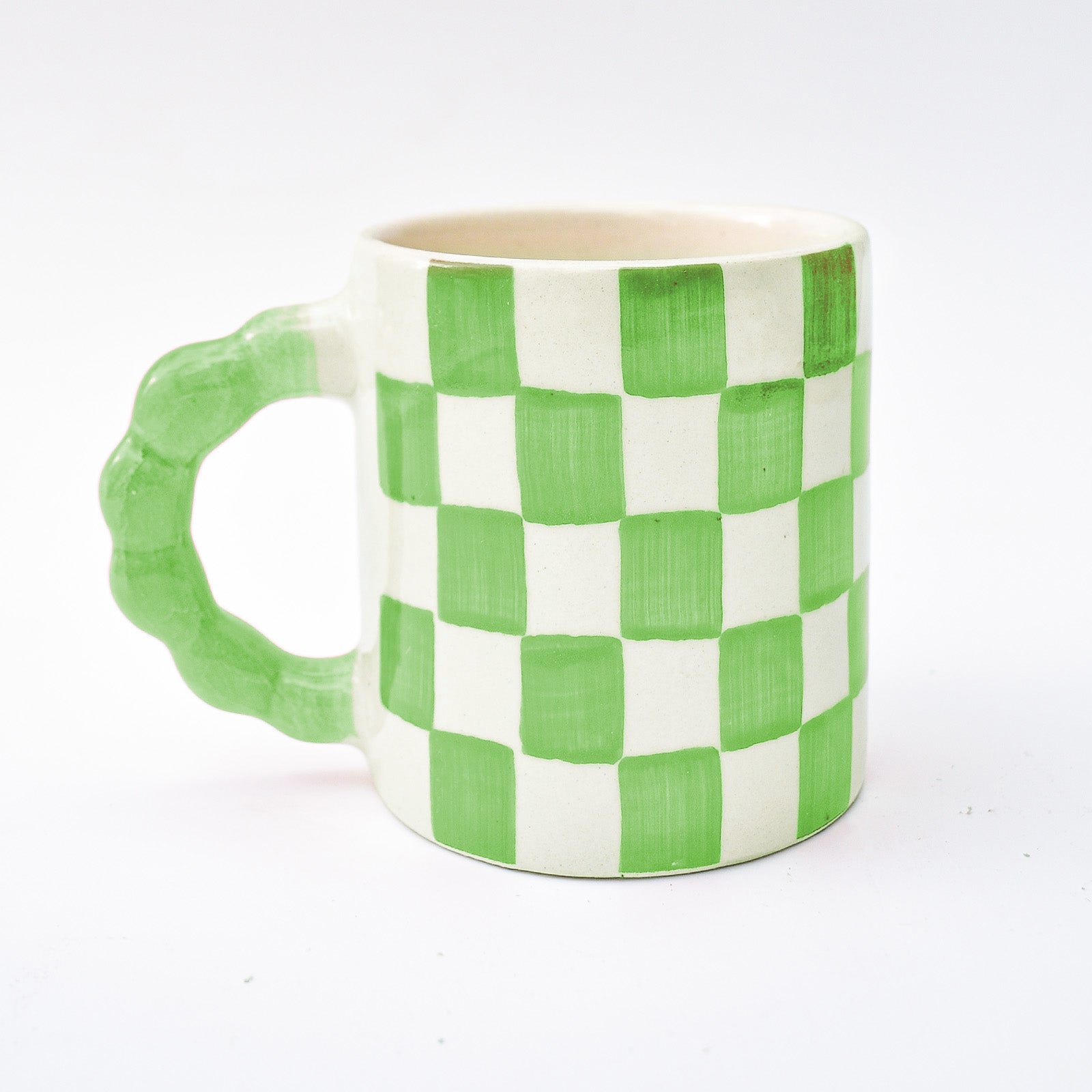 Ceramic Coffee mug - Checked ( Green )