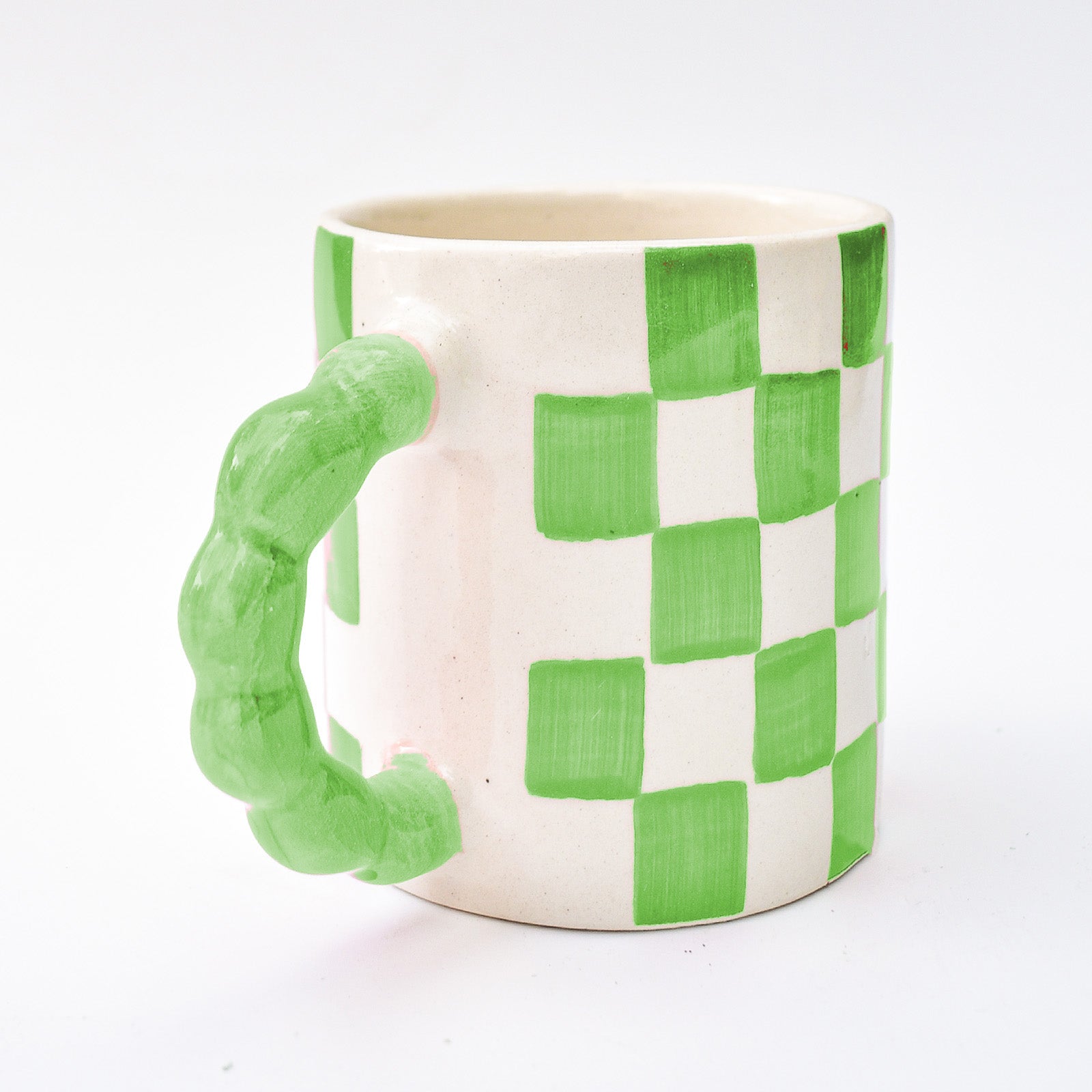 Ceramic Coffee mug - Checked ( Green )