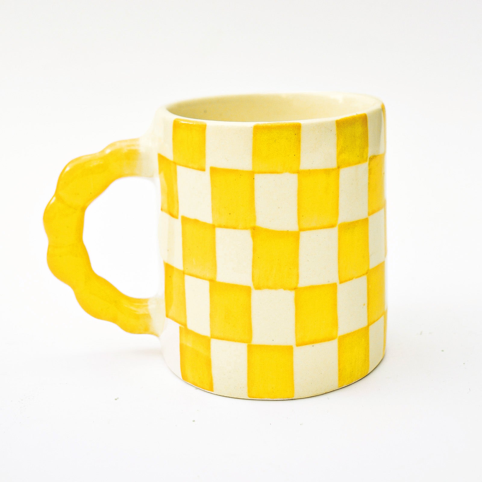 Ceramic Coffee mug - Checked ( yellow )